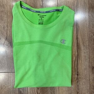 Champion Shirt Mens XL Green Athletic Gear Crew‎ Neck Mesh Power Flex Logo